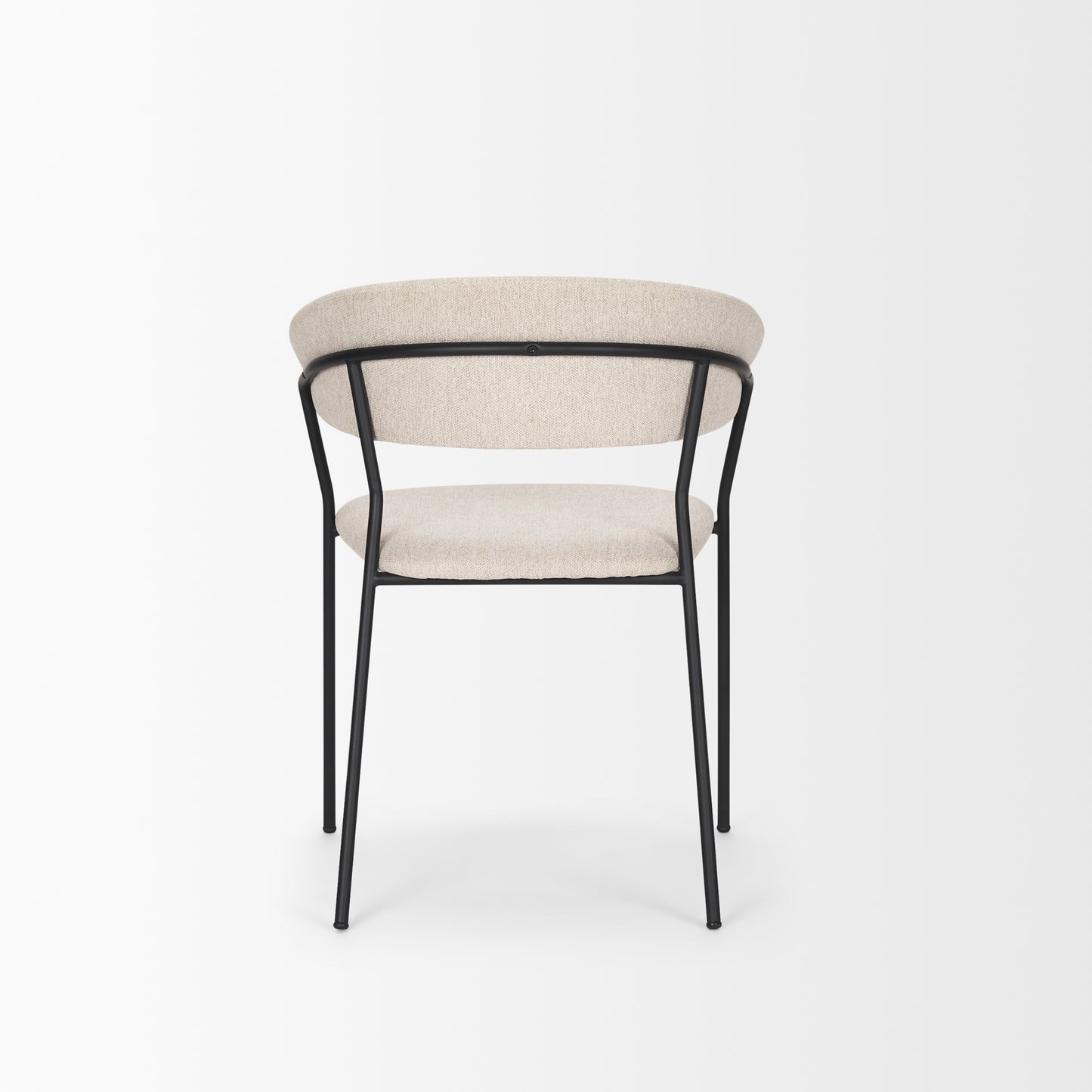 Carolyn Dining Chair Set of 2 with Oatmeal Fabric and Matte Black Metal Frame for Modern Dining Rooms
