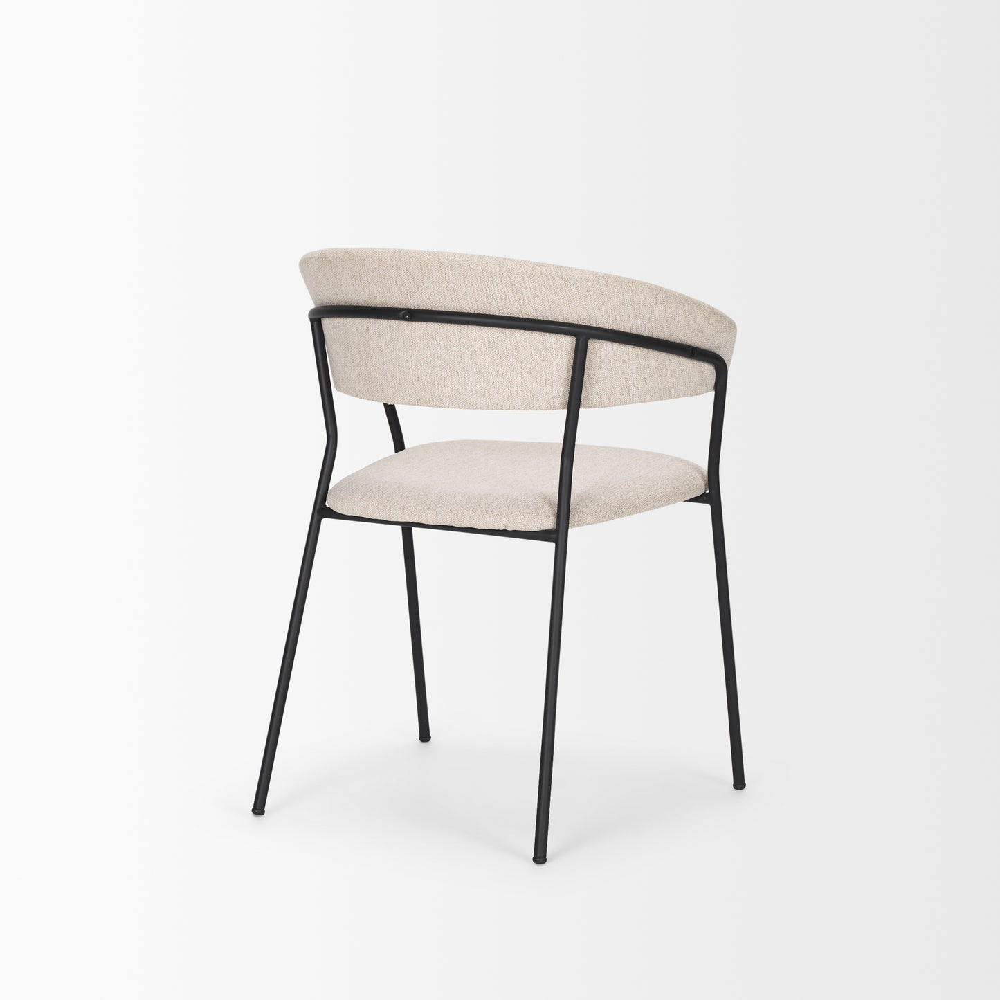 Carolyn Dining Chair Set of 2 with Oatmeal Fabric and Matte Black Metal Frame for Modern Dining Rooms