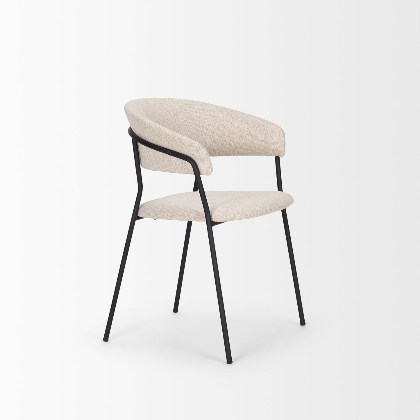 Carolyn Dining Chair Set of 2 with Oatmeal Fabric and Matte Black Metal Frame for Modern Dining Rooms