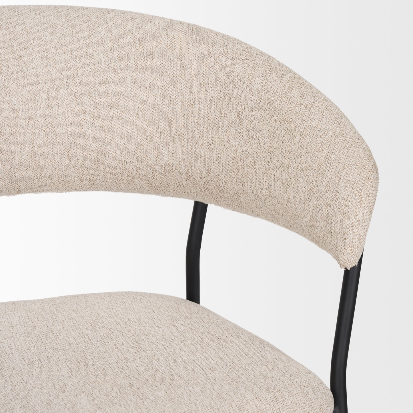Carolyn Dining Chair Set of 2 with Oatmeal Fabric and Matte Black Metal Frame for Modern Dining Rooms