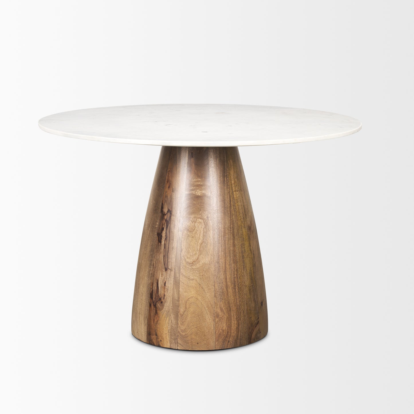 Allyson 42" Medium Brown Dining Table with White Marble Top for a Stylish and Elegant Dining Experience