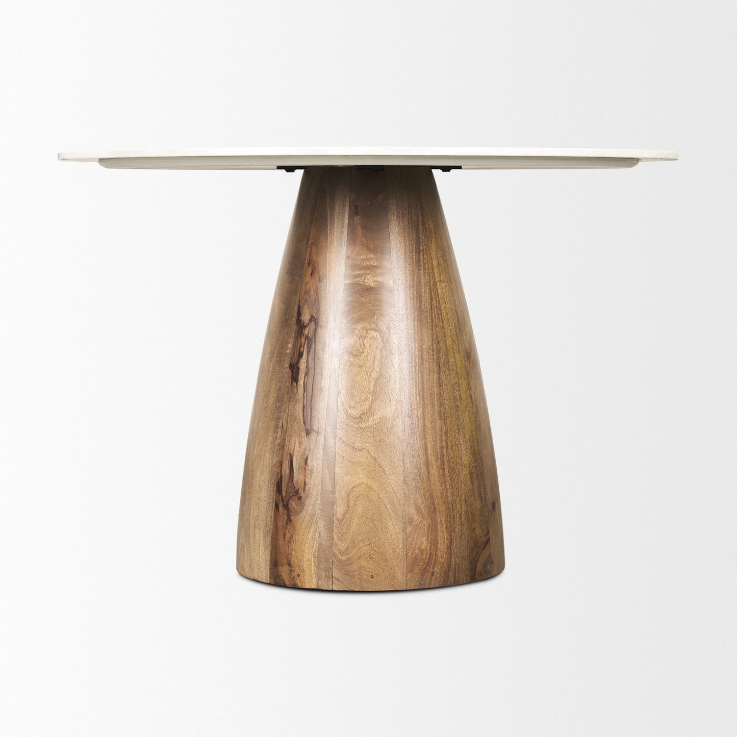 Allyson 42" Medium Brown Dining Table with White Marble Top for a Stylish and Elegant Dining Experience