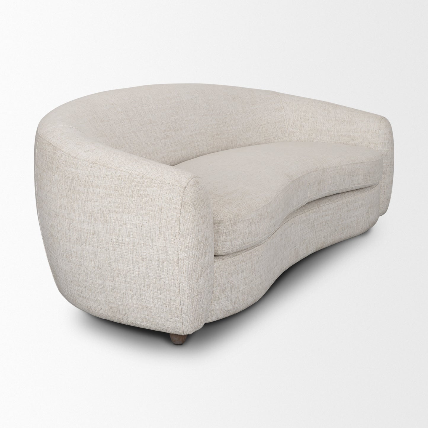 Valentina Oatmeal Upholstered Curved Sofa - Elegant and Comfortable Living Room Seating
