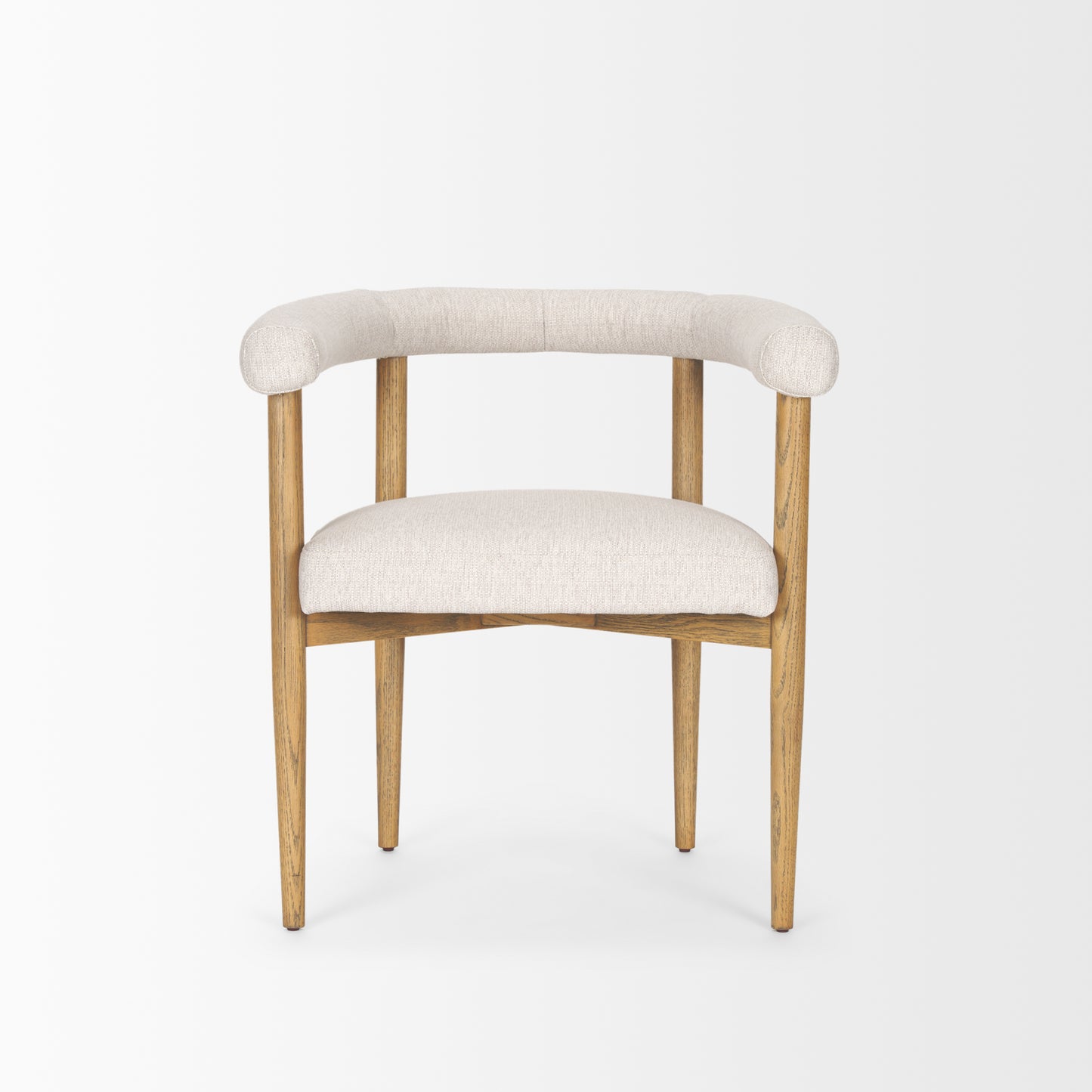 Arden Dining Chair with Medium Brown Wood and Cream Twill Fabric - Elegant and Comfortable Seating