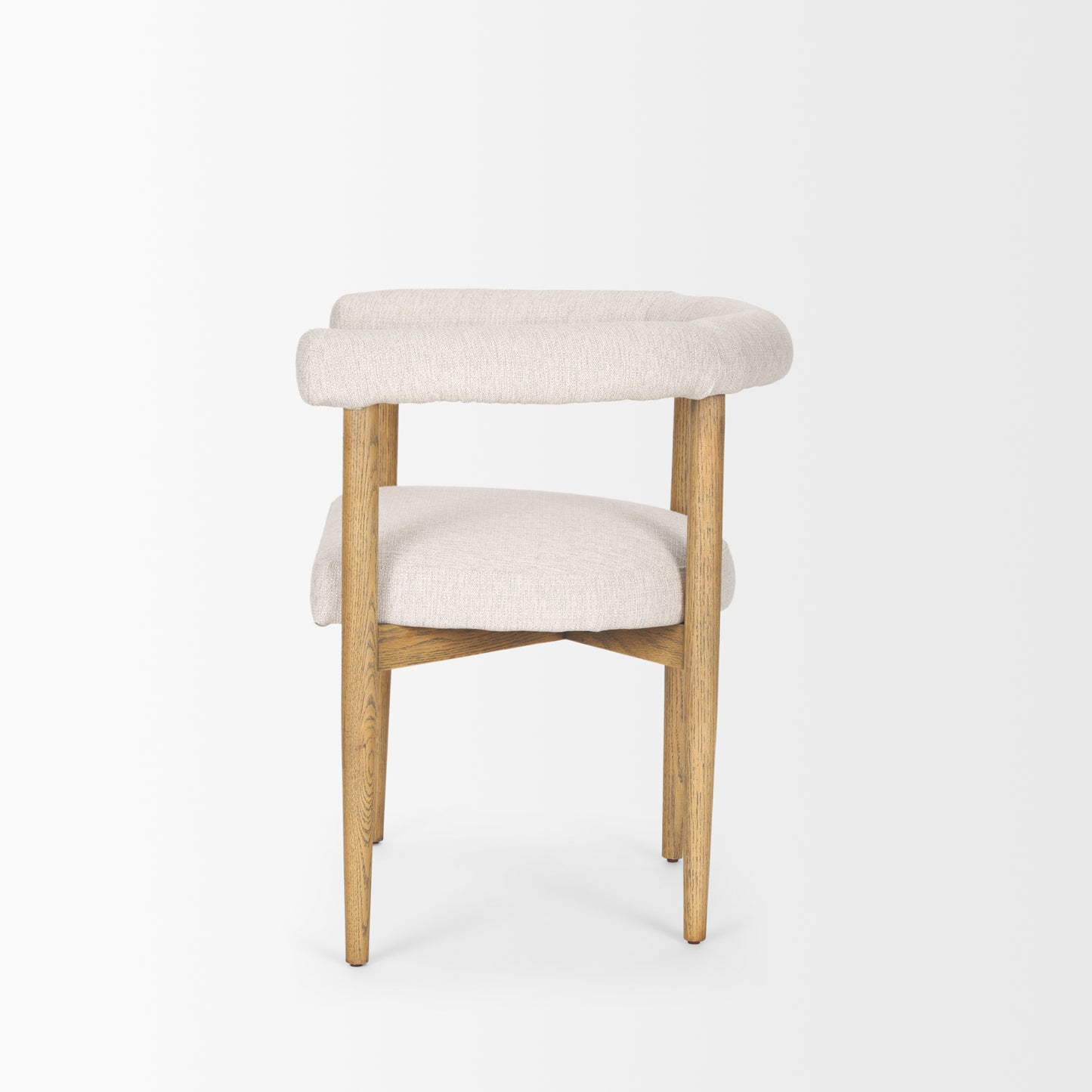 Arden Dining Chair with Medium Brown Wood and Cream Twill Fabric - Elegant and Comfortable Seating