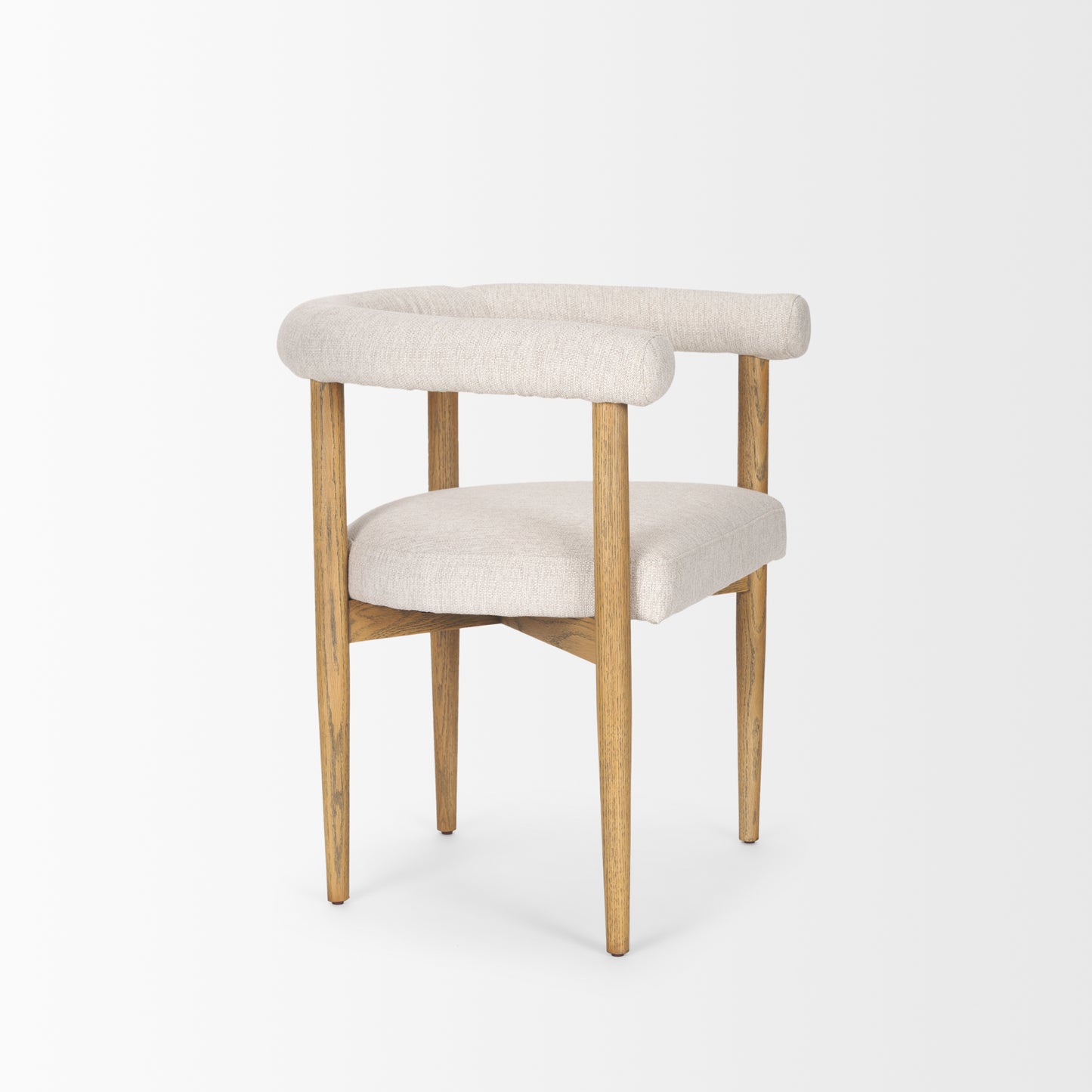 Arden Dining Chair with Medium Brown Wood and Cream Twill Fabric - Elegant and Comfortable Seating
