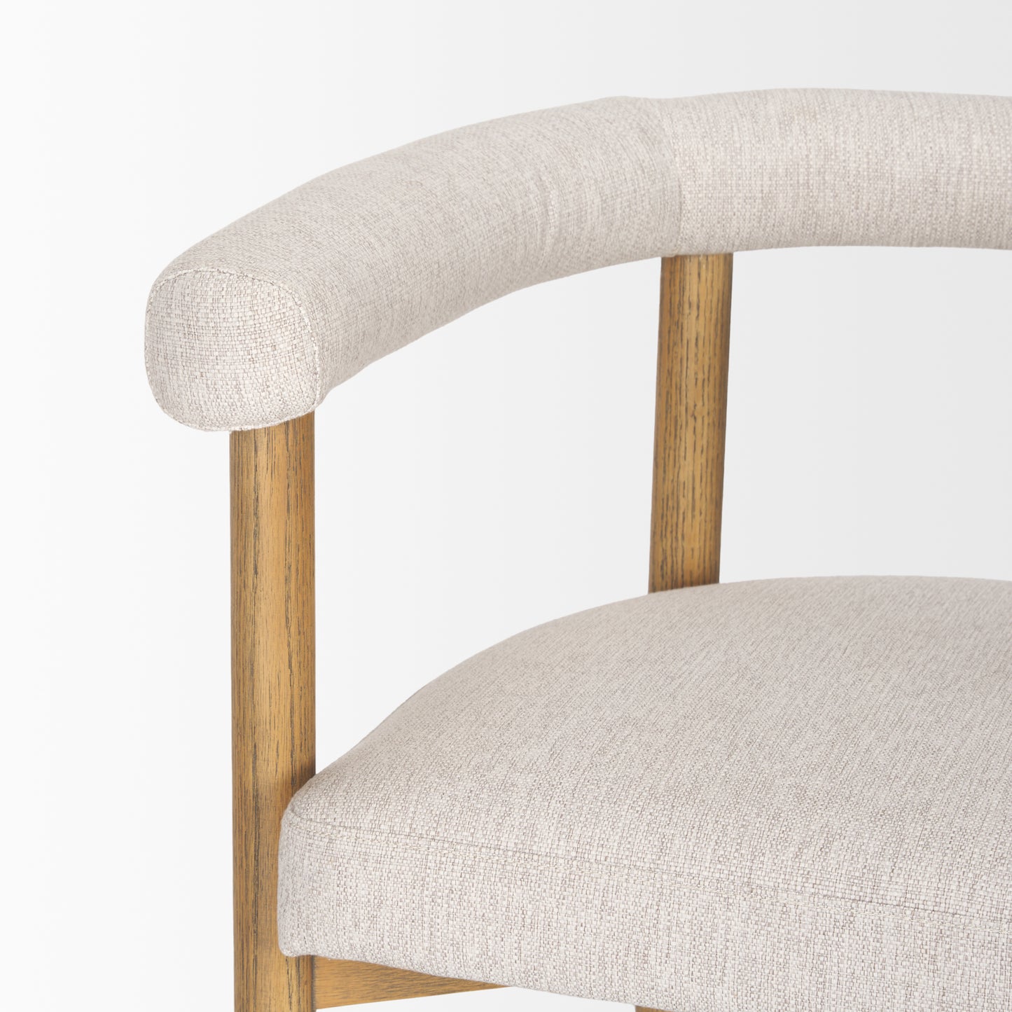 Arden Dining Chair with Medium Brown Wood and Cream Twill Fabric - Elegant and Comfortable Seating
