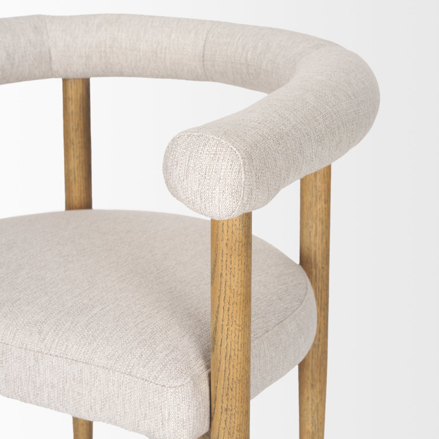 Arden Dining Chair with Medium Brown Wood and Cream Twill Fabric - Elegant and Comfortable Seating