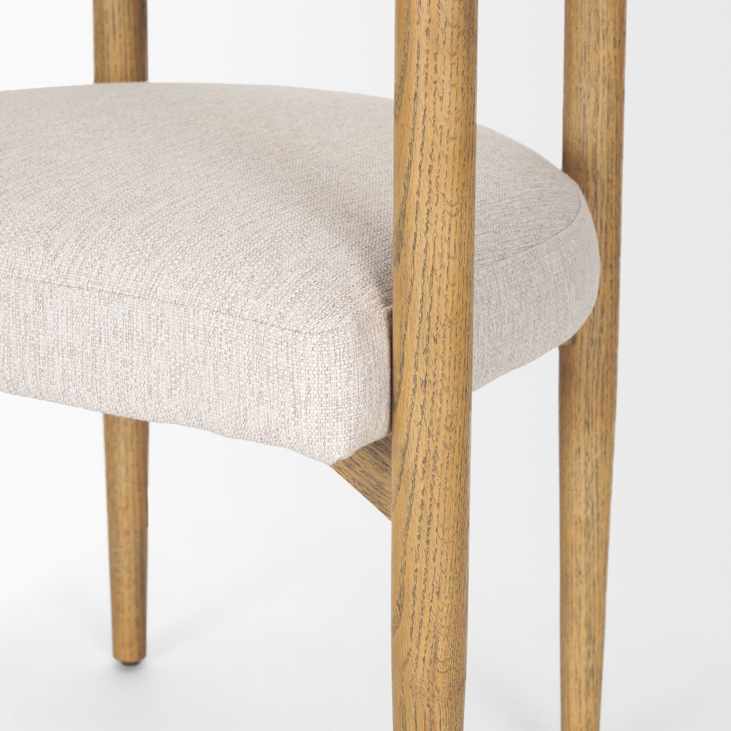 Arden Dining Chair with Medium Brown Wood and Cream Twill Fabric - Elegant and Comfortable Seating