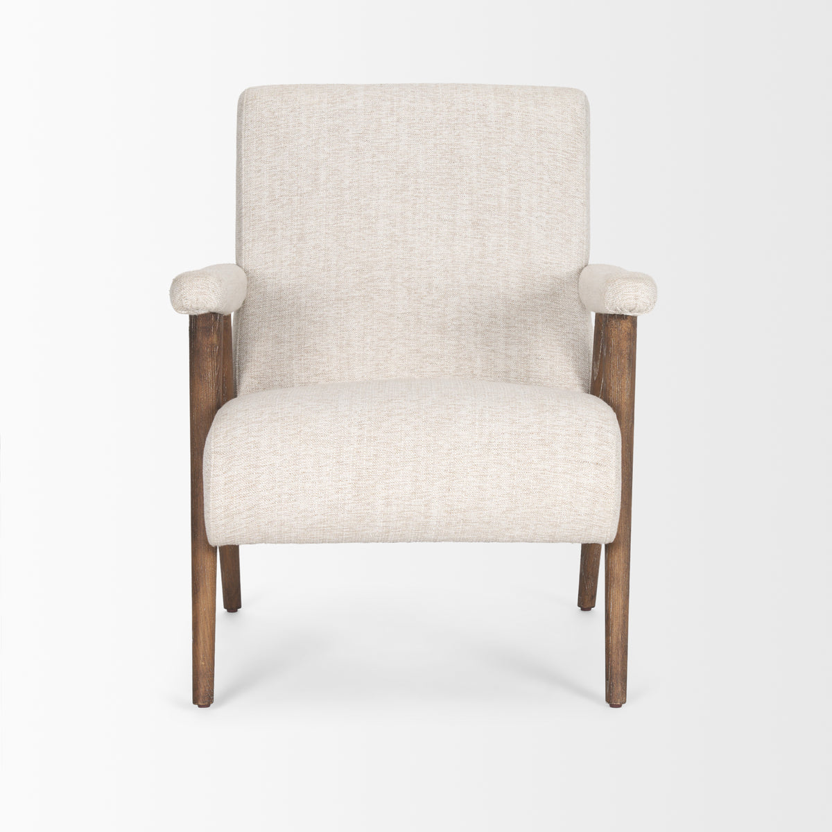 Nico Oatmeal Upholstered w Brown Wood Accent Chair
