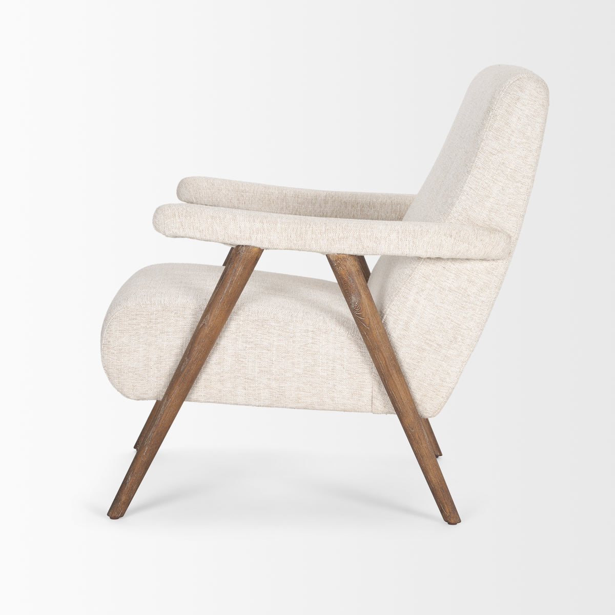 Nico Oatmeal Upholstered w Brown Wood Accent Chair