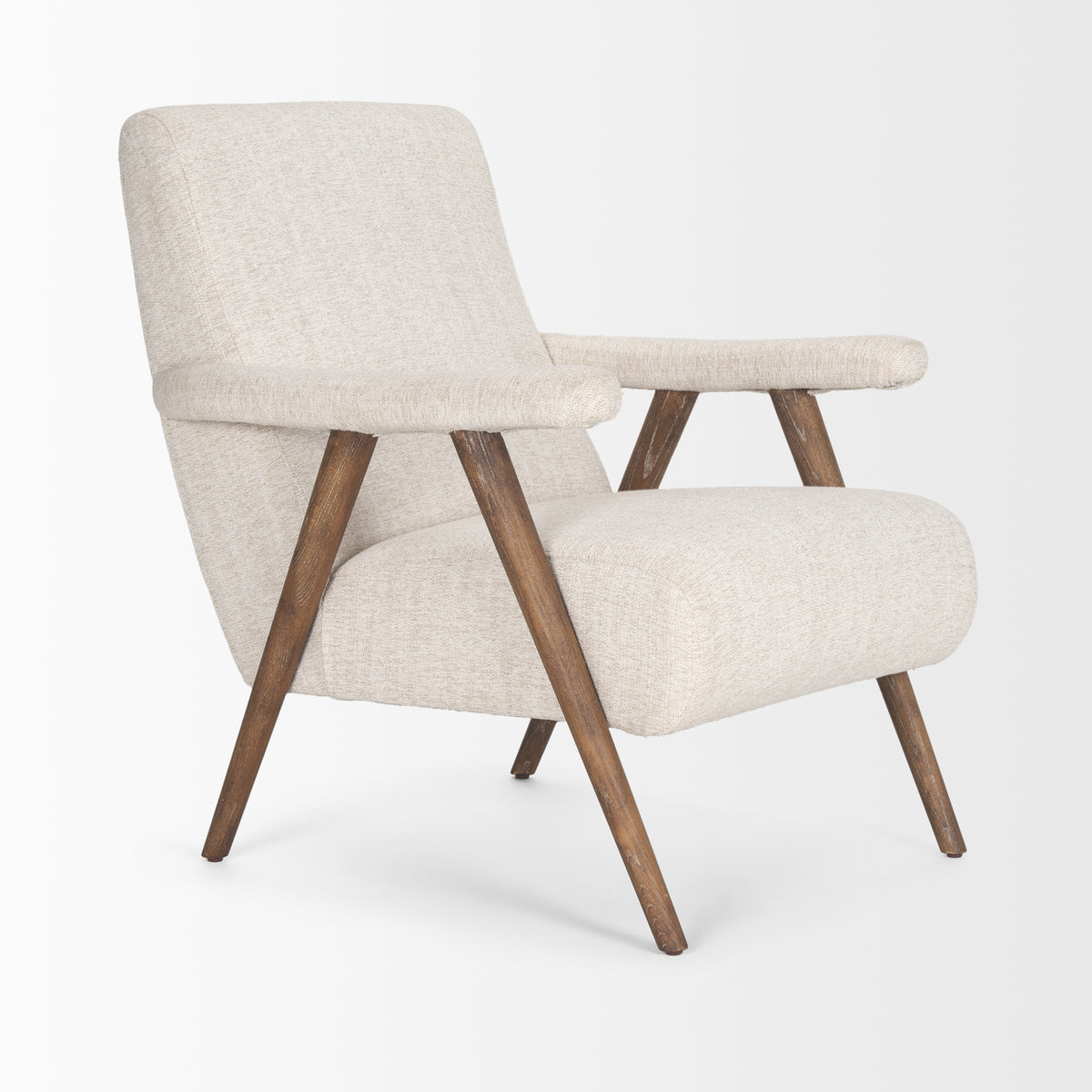 Nico Oatmeal Upholstered w Brown Wood Accent Chair