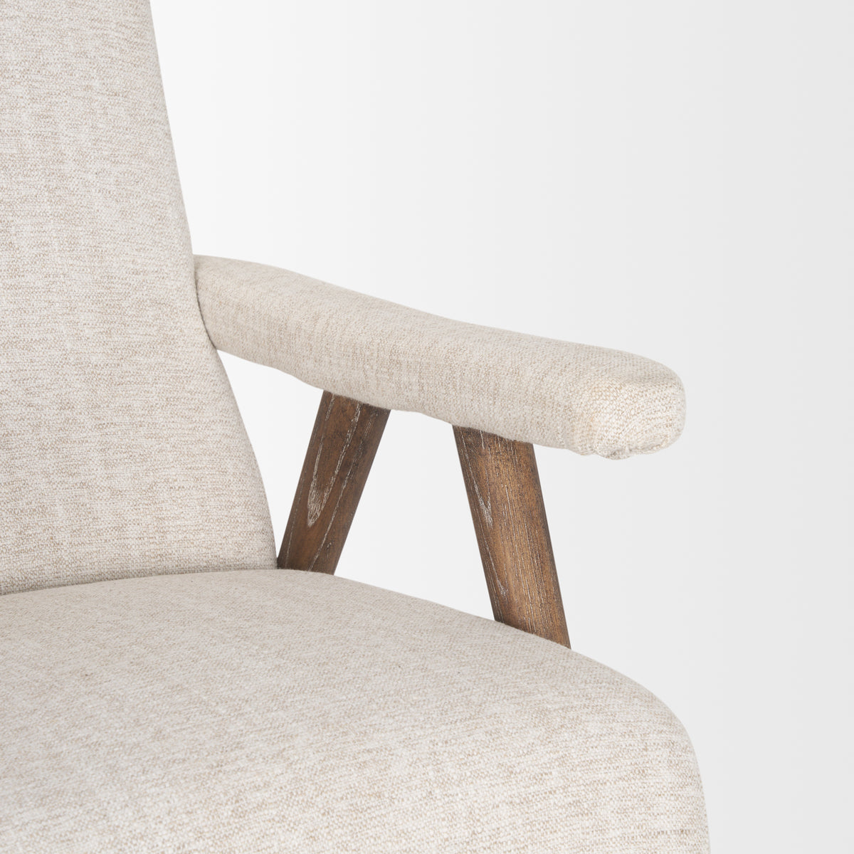 Nico Oatmeal Upholstered w Brown Wood Accent Chair