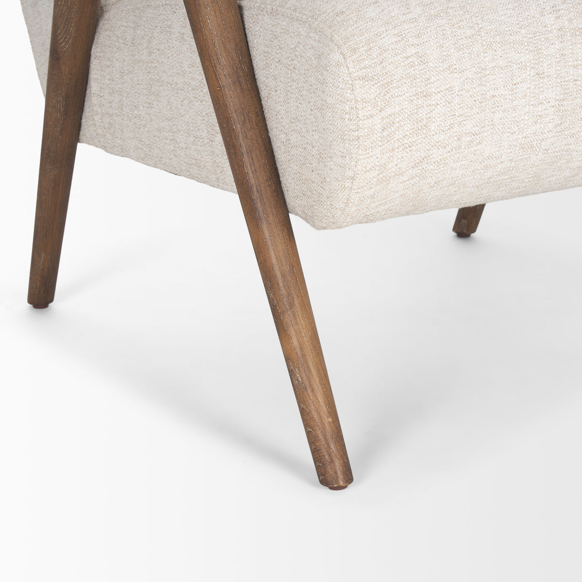 Nico Oatmeal Upholstered w Brown Wood Accent Chair