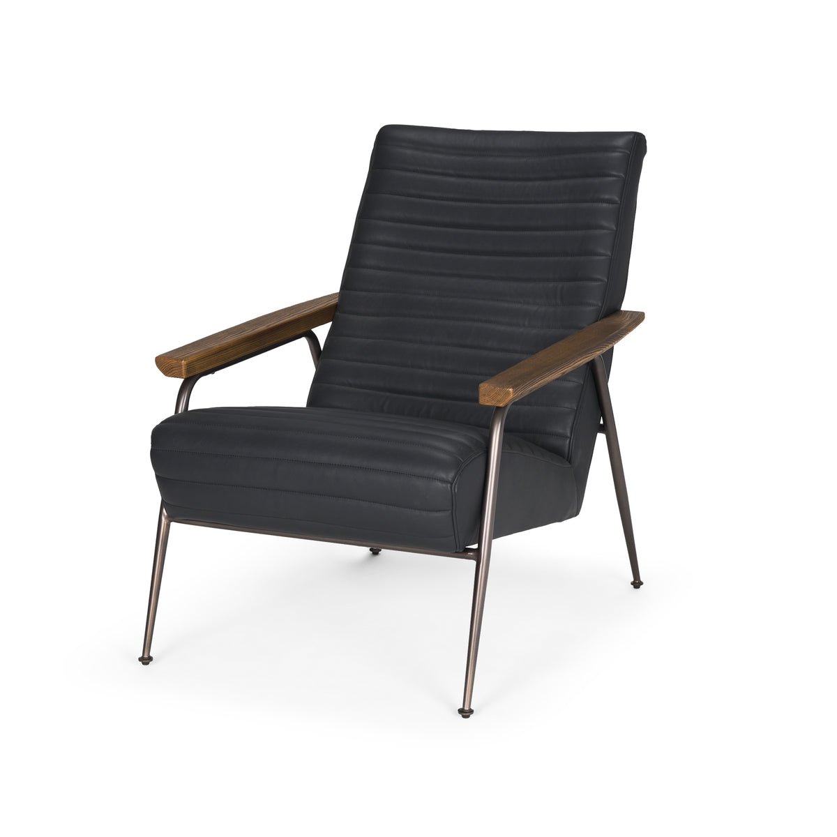 Grosjean Black Leather Wrap Metal Frame Accent Chair