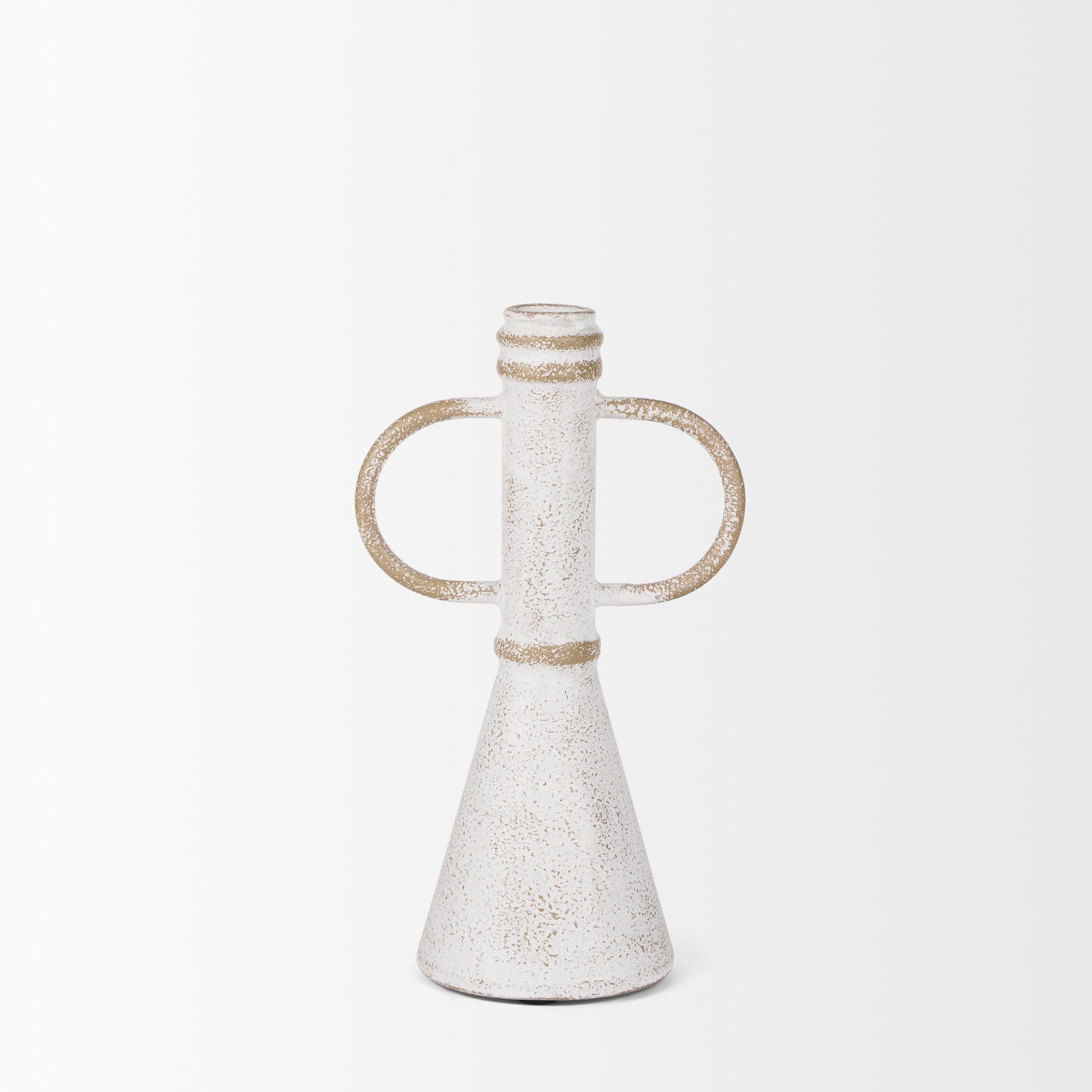 Ziva Sculptural Object - Elegant Decorative Metal Accent with Distressed Beige Finish for Home Decor