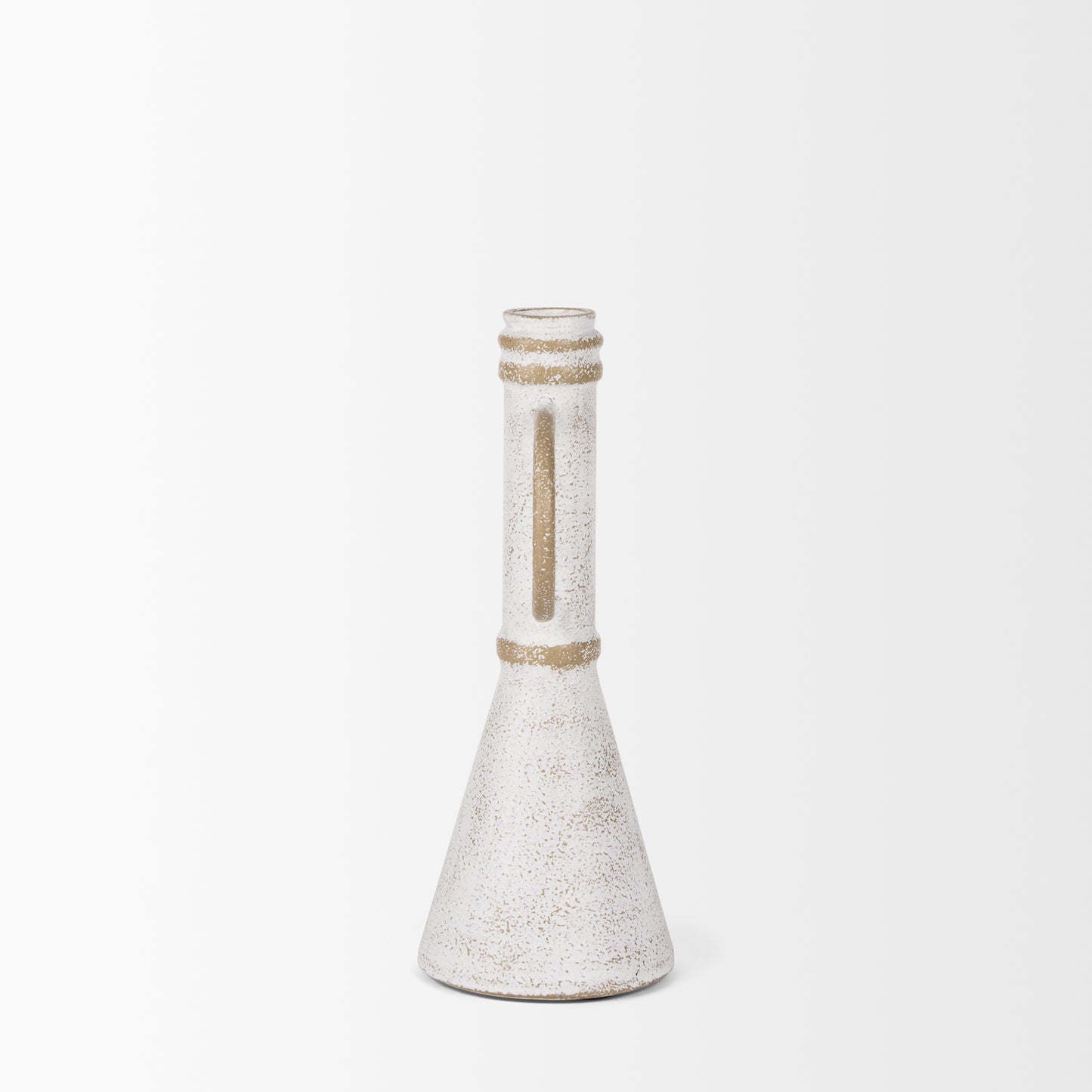 Ziva Sculptural Object - Elegant Decorative Metal Accent with Distressed Beige Finish for Home Decor