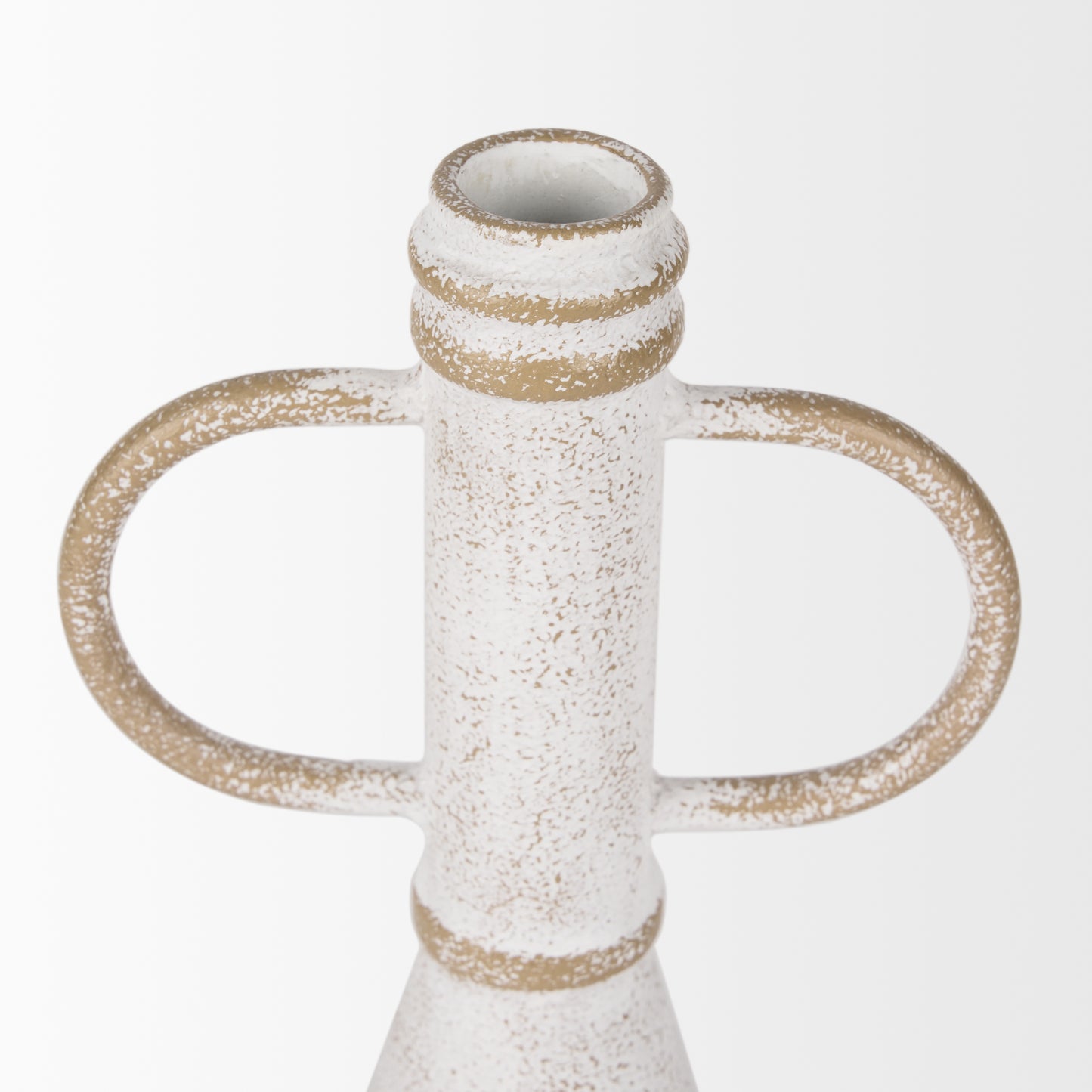 Ziva Sculptural Object - Elegant Decorative Metal Accent with Distressed Beige Finish for Home Decor