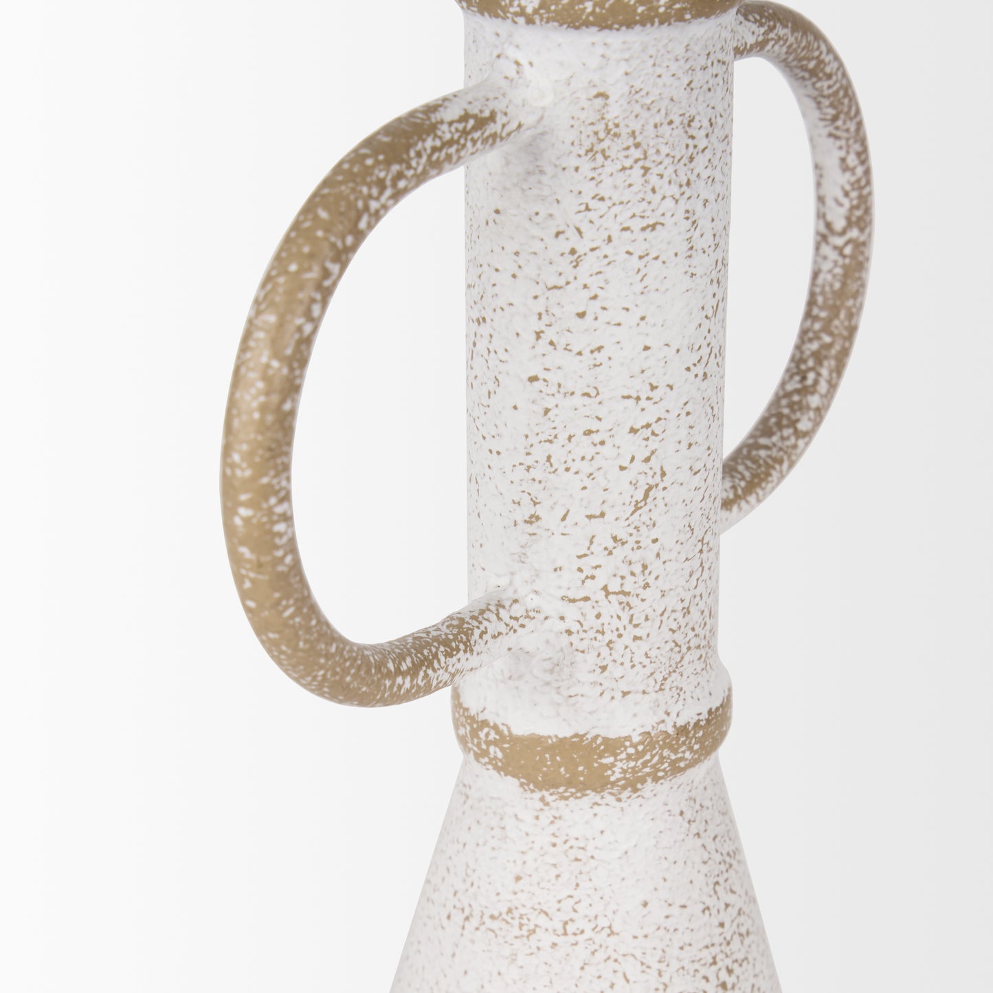 Ziva Sculptural Object - Elegant Decorative Metal Accent with Distressed Beige Finish for Home Decor