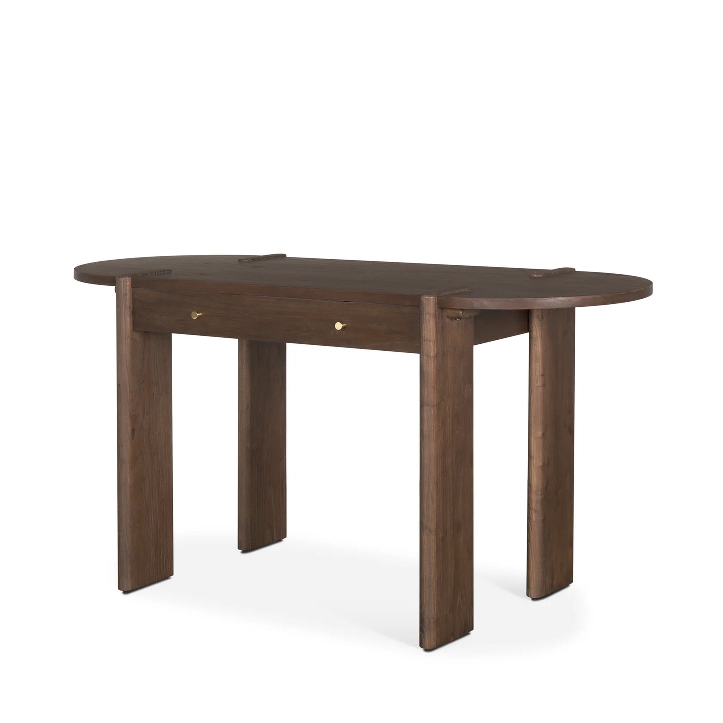 Sohan Elegant Dark Brown Elm Wood Oblong Desk with Oval Top – A Stylish and Functional Addition to Your Home Office