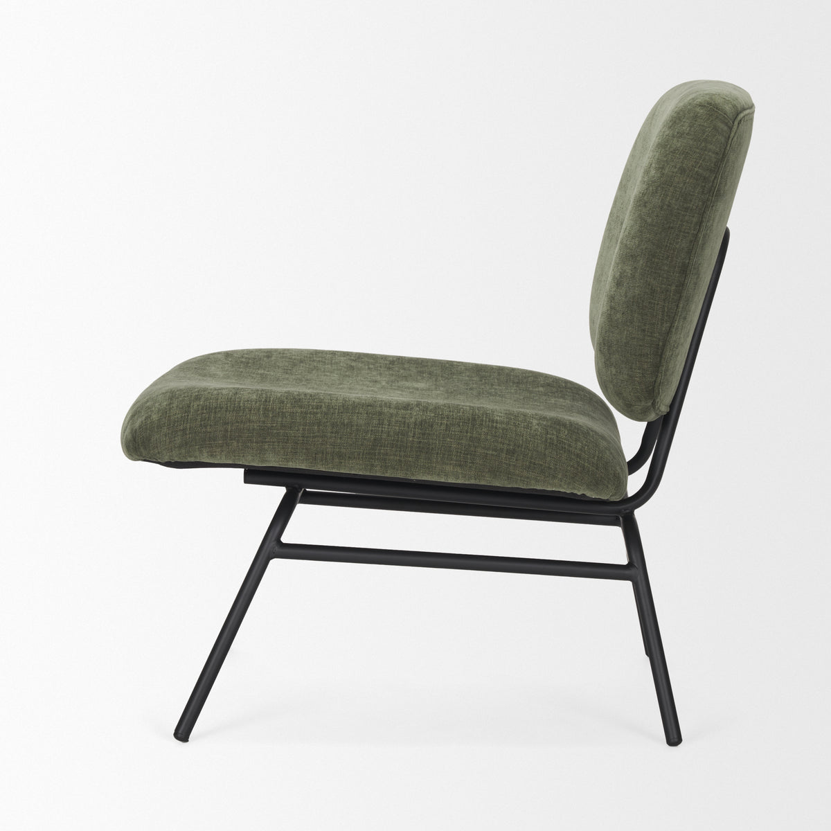 Nora Forest Green Fabric Matte Black Metal Legs Accent Chair