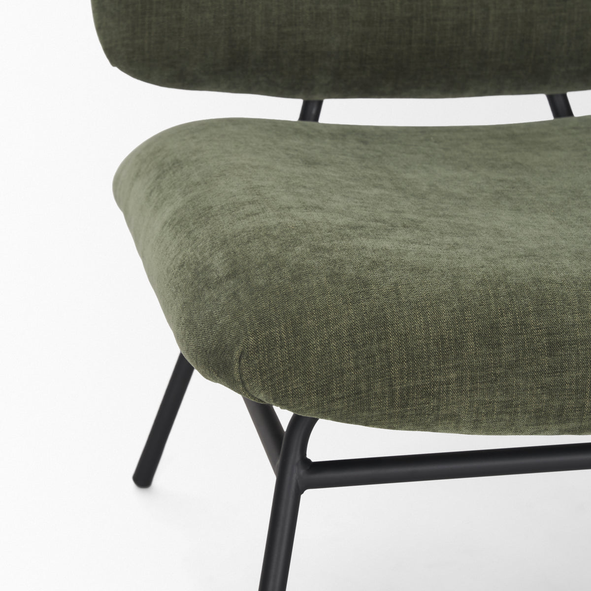 Nora Forest Green Fabric Matte Black Metal Legs Accent Chair