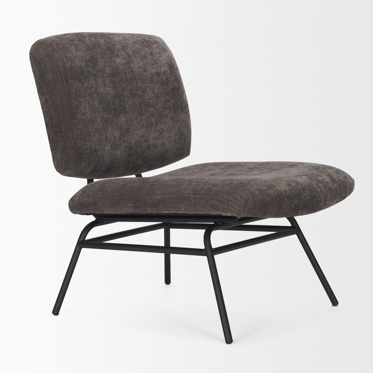 Nora Forest Green Fabric Matte Black Metal Legs Accent Chair