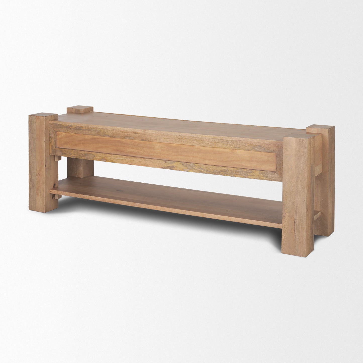 Beth Light Brown Wood Media Console - Sleek Design for Contemporary Living Rooms and Functional Entertainment Areas