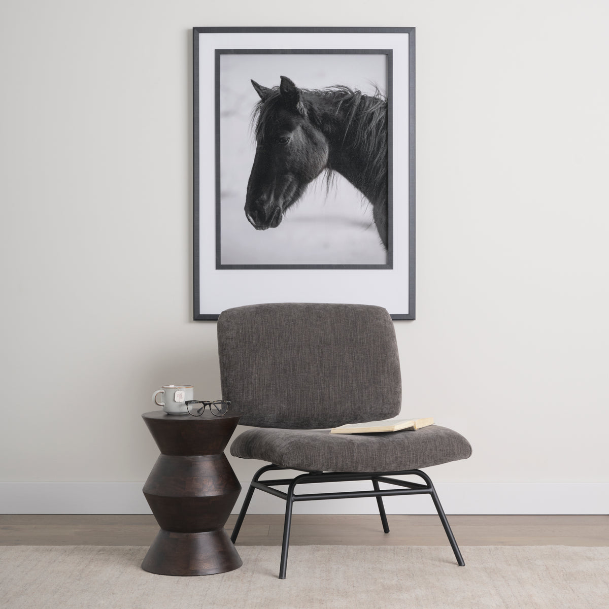 Nora Forest Green Fabric Matte Black Metal Legs Accent Chair
