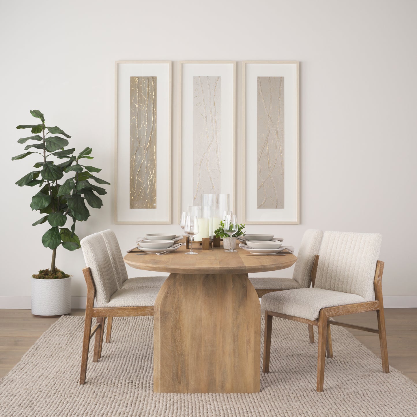 Isla Oval Dining Table with Light Brown Wood Top and Arched Legs for a Stylish and Elegant Dining Experience