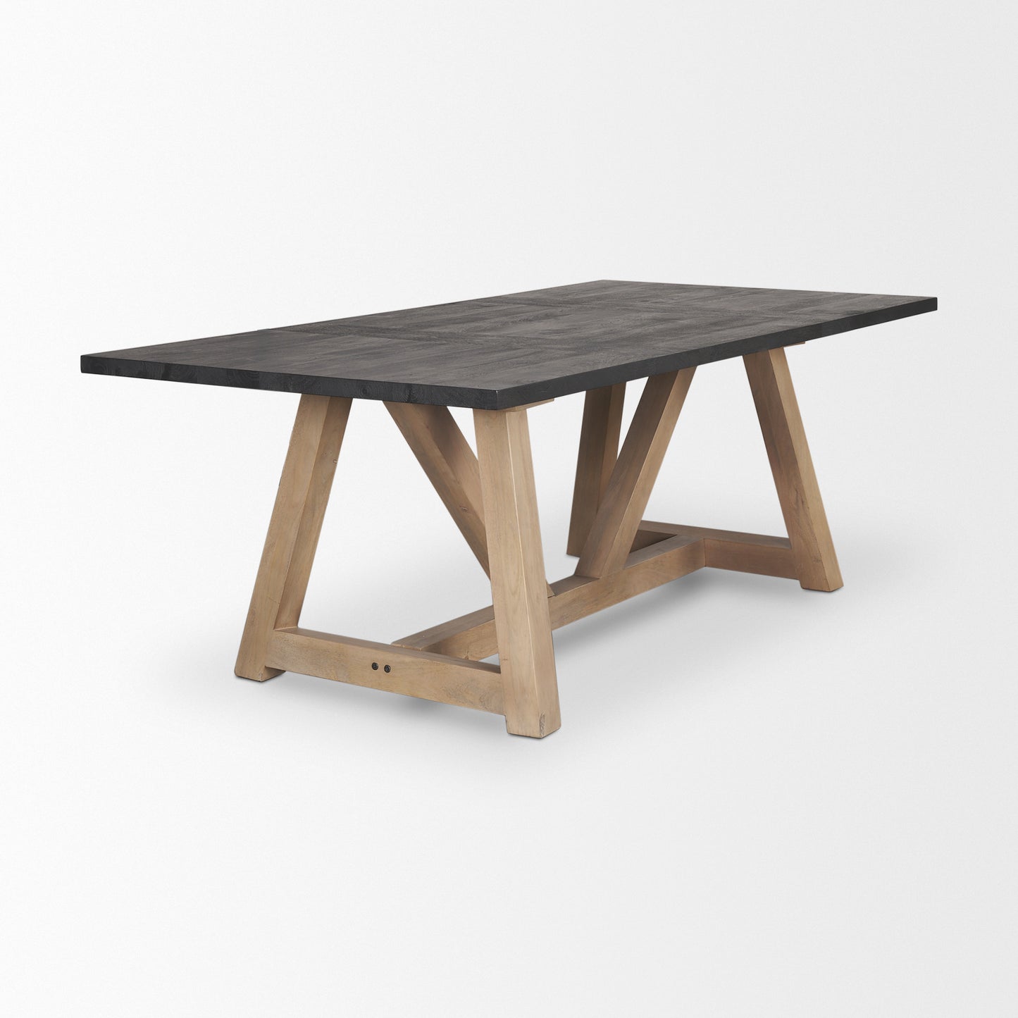 Rialto Rectangular Two-Tone Black and Brown Solid Wood Dining Table for a Modern and Versatile Dining Space