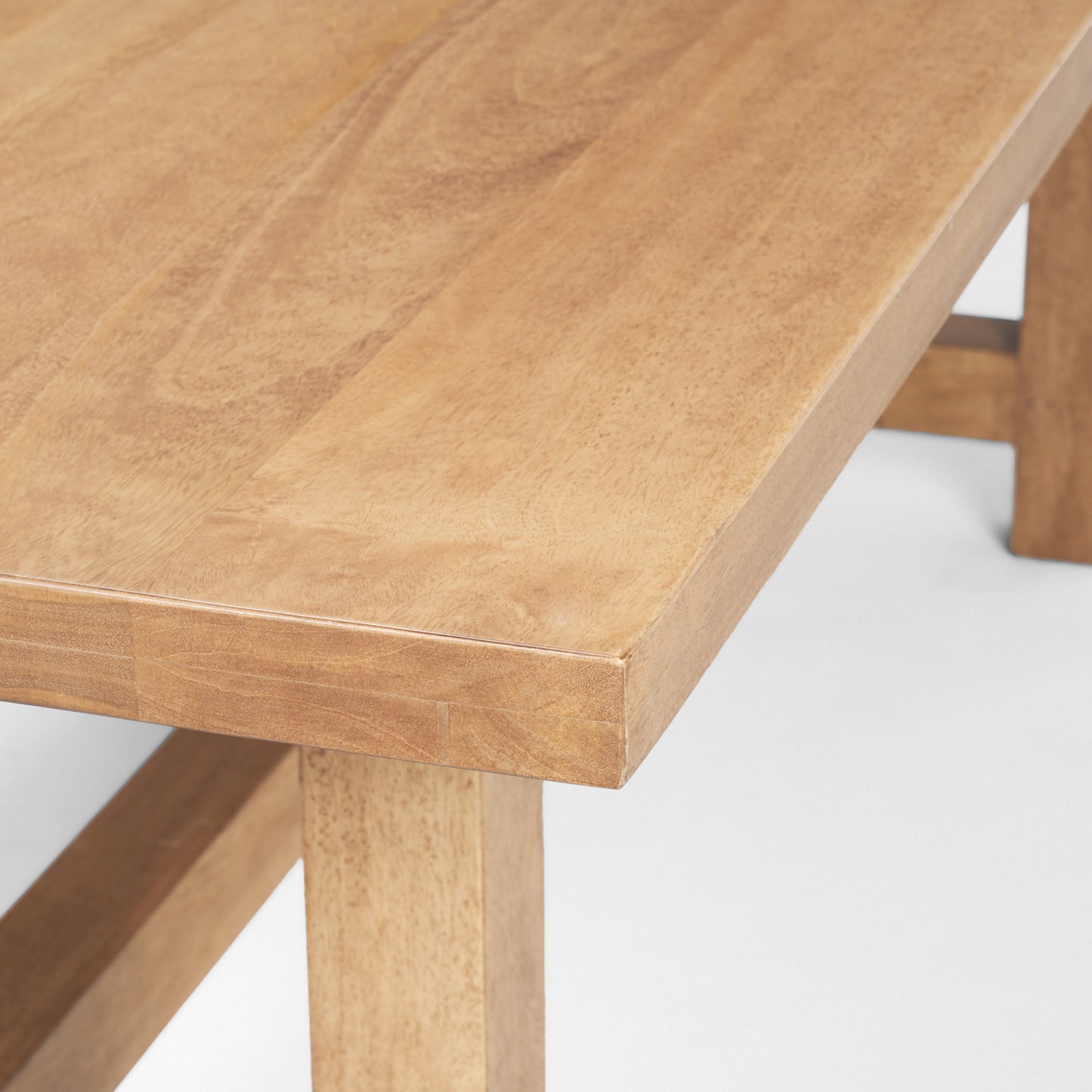 Suke Rectangular Natural Wood Trestle Dining Table for a Rustic and Timeless Dining Experience