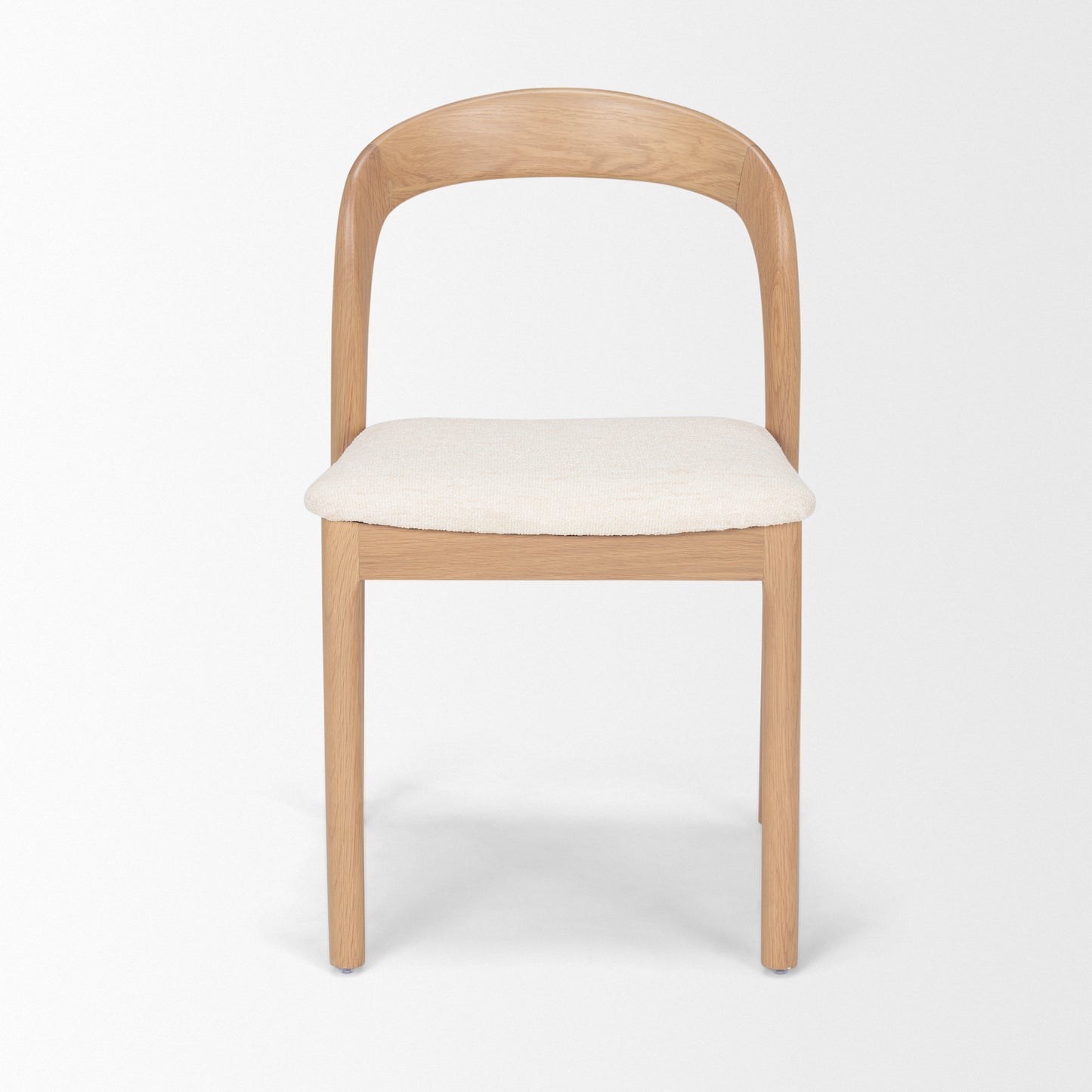 Nobu Oak Wood Dining Chair Set of 2 with Cream Fabric and Open Back Design for Modern Dining Spaces