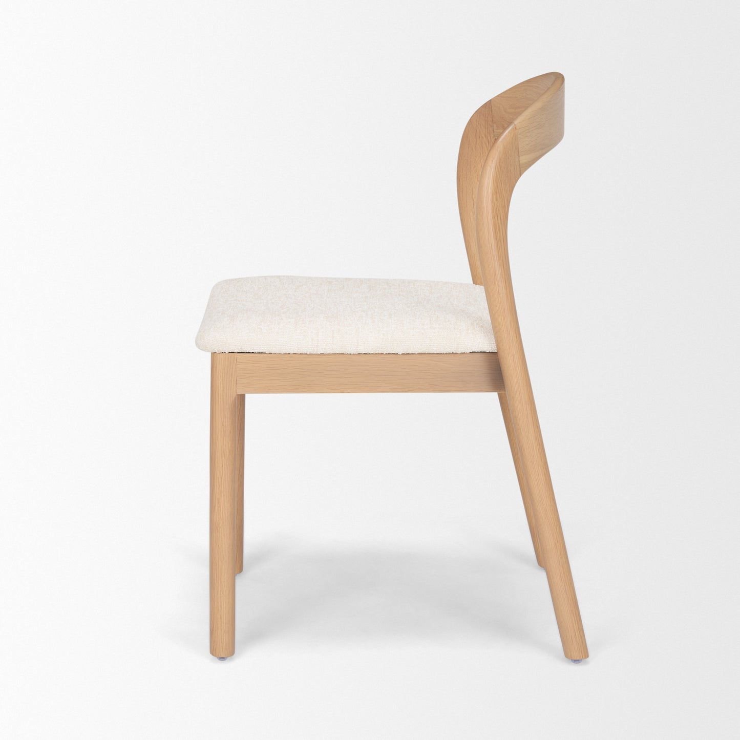 Nobu Oak Wood Dining Chair Set of 2 with Cream Fabric and Open Back Design for Modern Dining Spaces