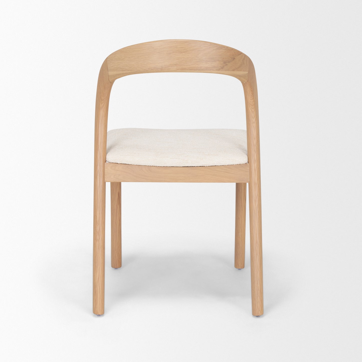 Nobu Oak Wood Dining Chair Set of 2 with Cream Fabric and Open Back Design for Modern Dining Spaces