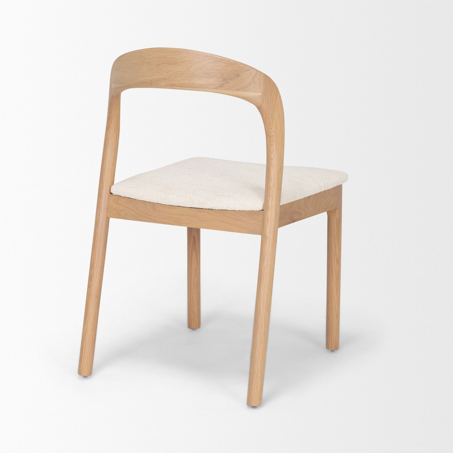 Nobu Oak Wood Dining Chair Set of 2 with Cream Fabric and Open Back Design for Modern Dining Spaces
