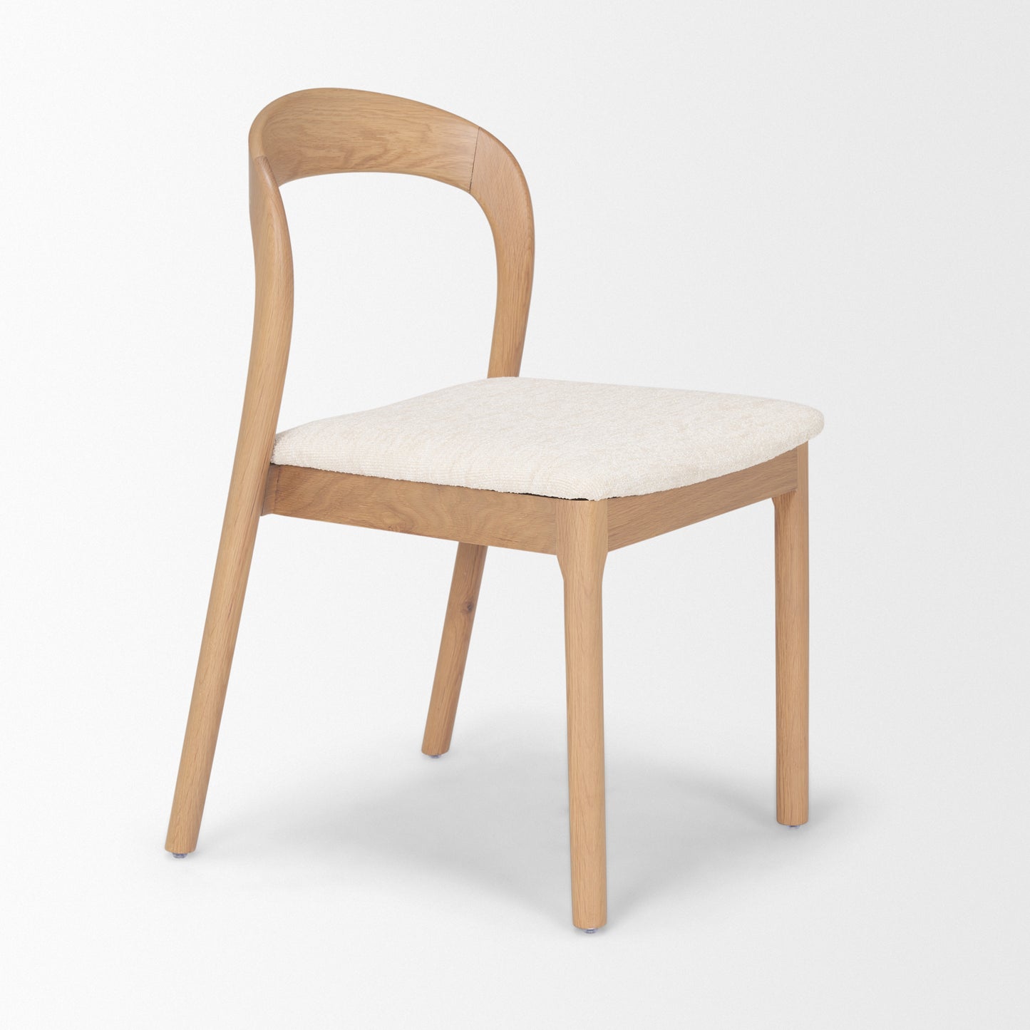 Nobu Oak Wood Dining Chair Set of 2 with Cream Fabric and Open Back Design for Modern Dining Spaces