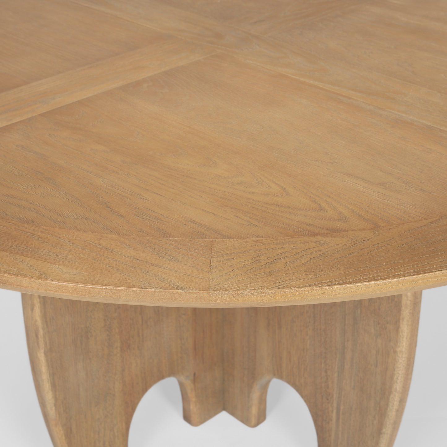 Sonomi Brown Solid Rubber Wood Dining Table with Round Oak Tabletop for a Charming and Durable Dining Experience