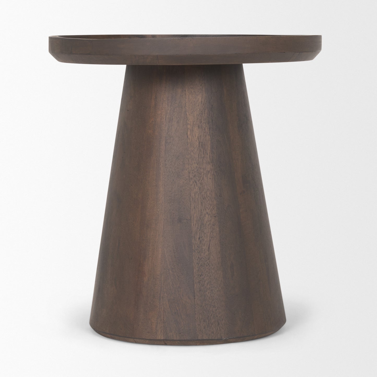 Takoda Dark Brown Wood Tapered Drum Accent Table - Rustic Design for Cozy Living Rooms and Unique Decor