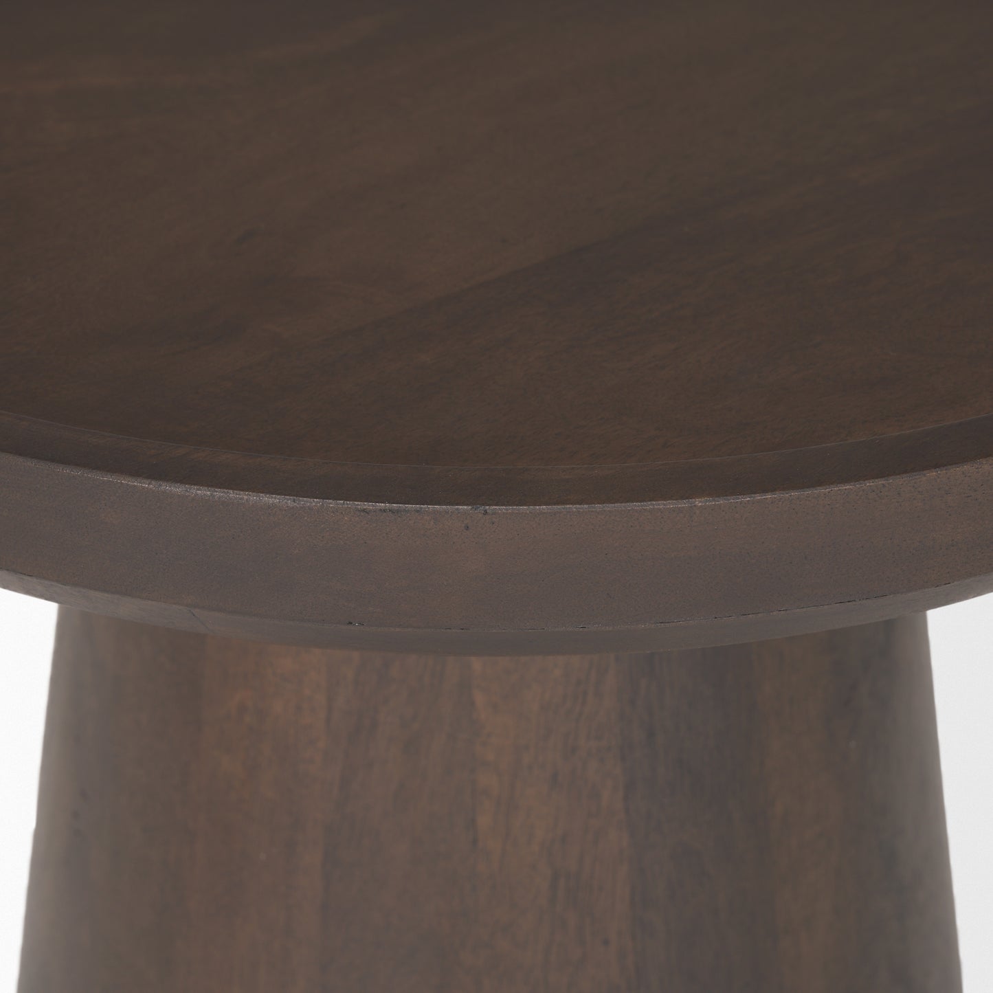 Takoda Dark Brown Wood Tapered Drum Accent Table - Rustic Design for Cozy Living Rooms and Unique Decor