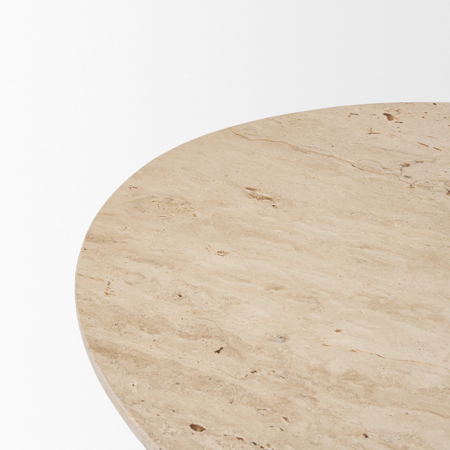 Syona Travertine and Mango Wood Leg Oval Coffee Table - Elegant and Unique Living Room Accent