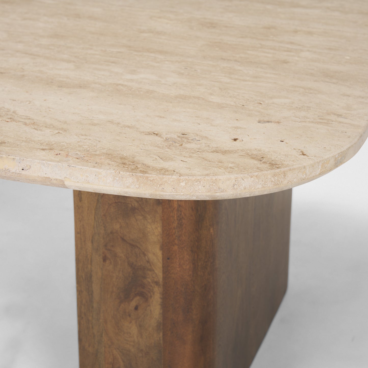 Symona Travertine and Mango Wood Rectangular Coffee Table - Stylish and Durable Living Room Accent