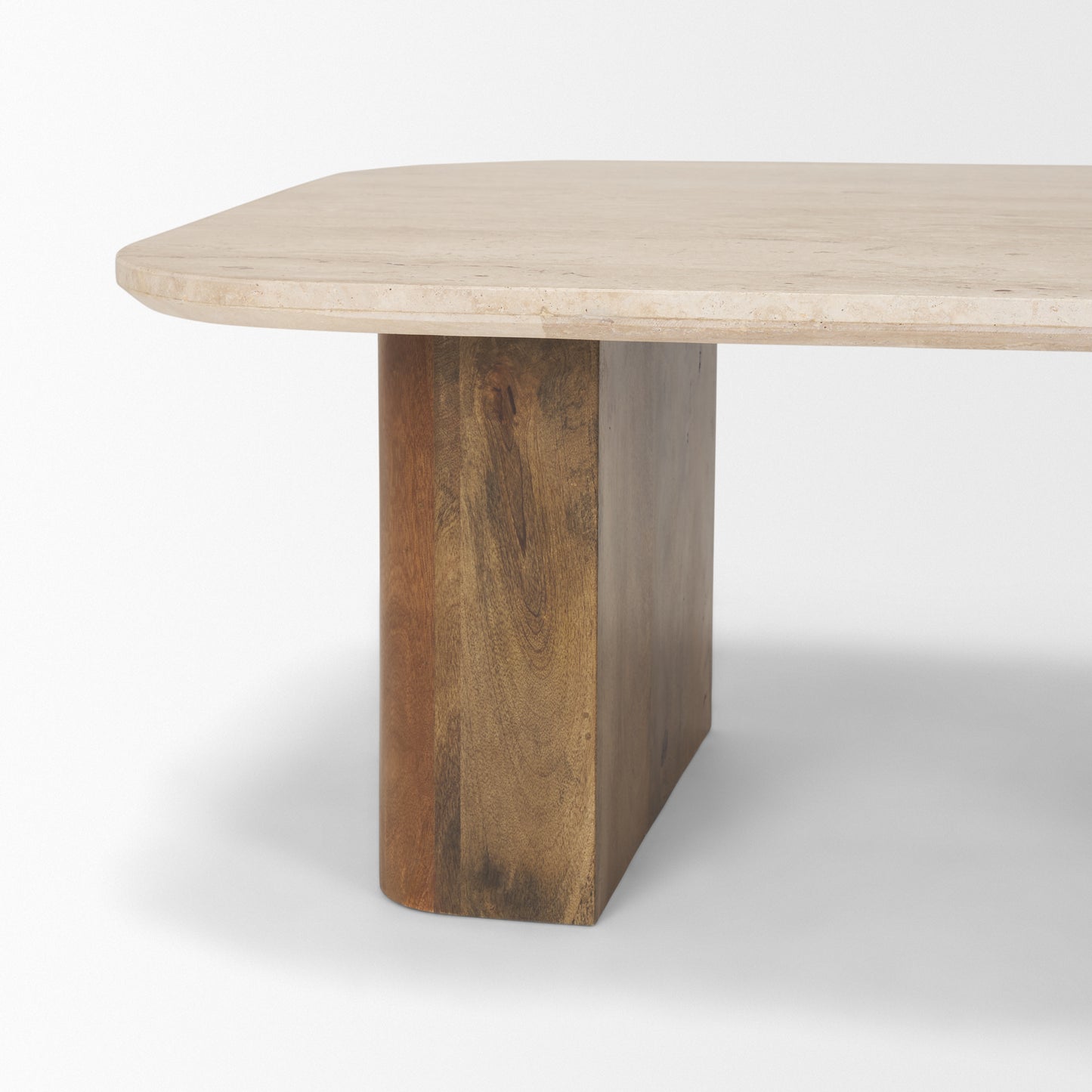 Symona Travertine and Mango Wood Rectangular Coffee Table - Stylish and Durable Living Room Accent