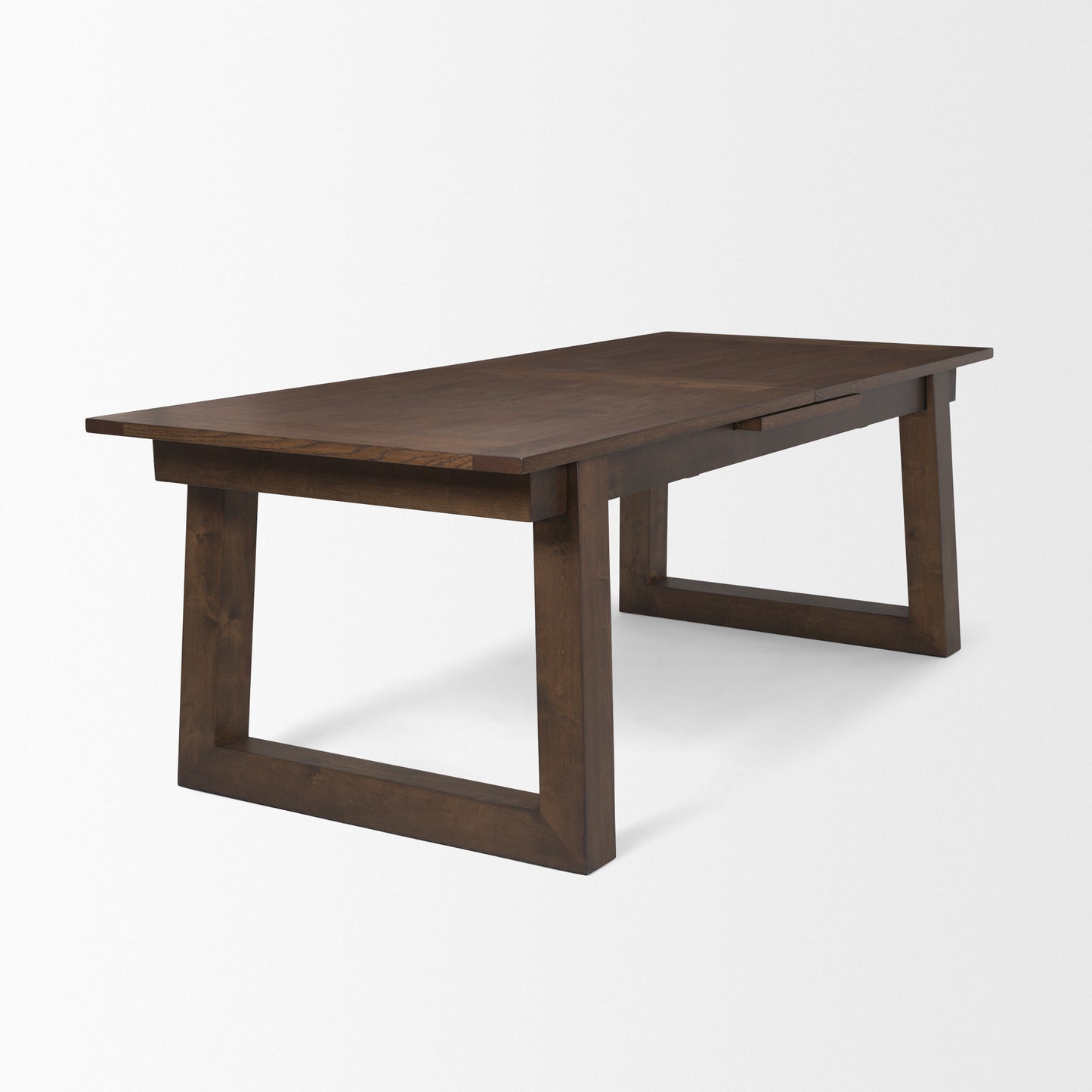 Takota Dark Brown Rectangular Oak Wood Dining Table with Birch Wood Legs, Extendable for a Versatile and Elegant Dining Experience