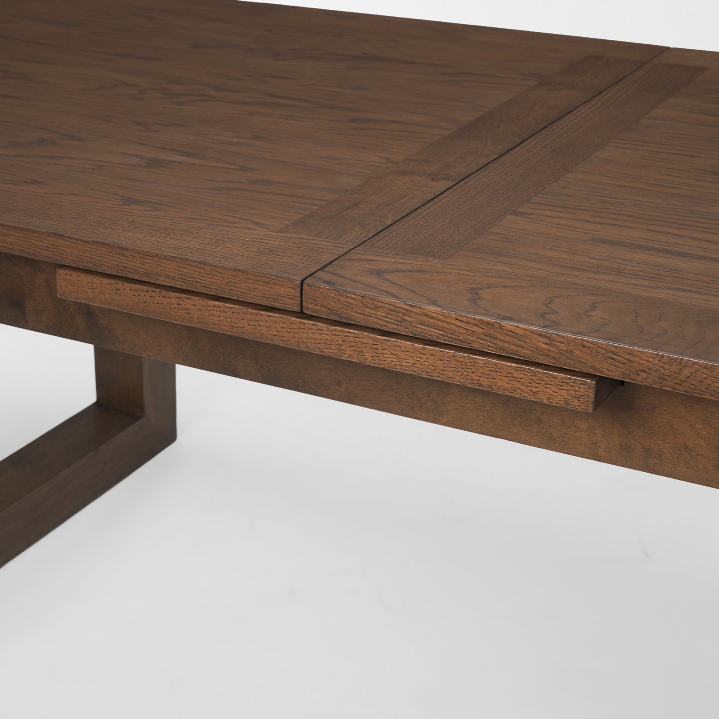 Takota Dark Brown Rectangular Oak Wood Dining Table with Birch Wood Legs, Extendable for a Versatile and Elegant Dining Experience