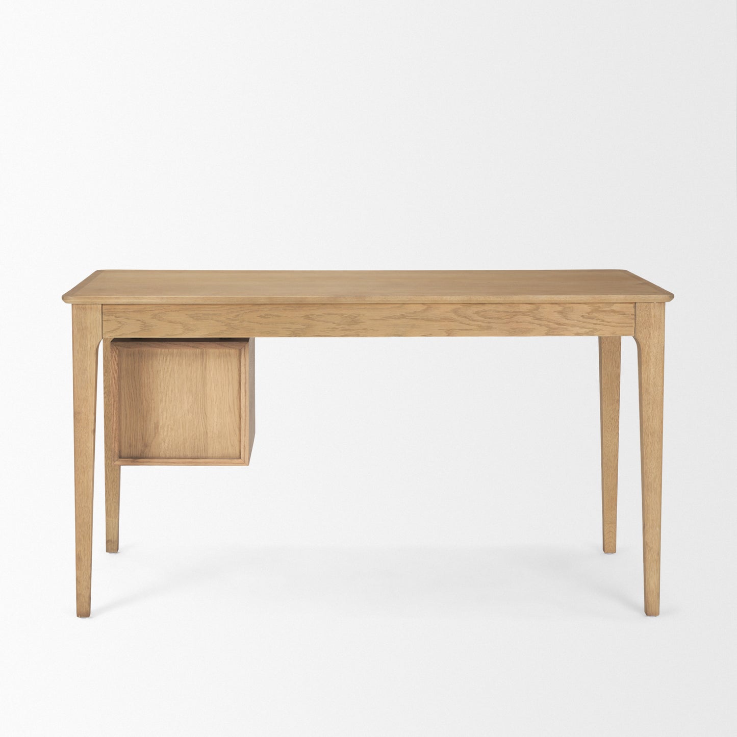 Tino Light Brown Oak Wood Desk with 4 Drawers - Stylish Design for Functional Workspaces and Modern Home Offices