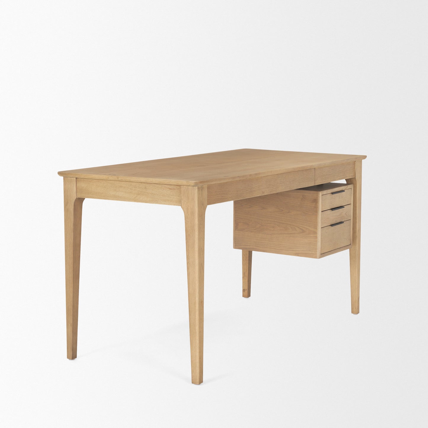 Tino Light Brown Oak Wood Desk with 4 Drawers - Stylish Design for Functional Workspaces and Modern Home Offices