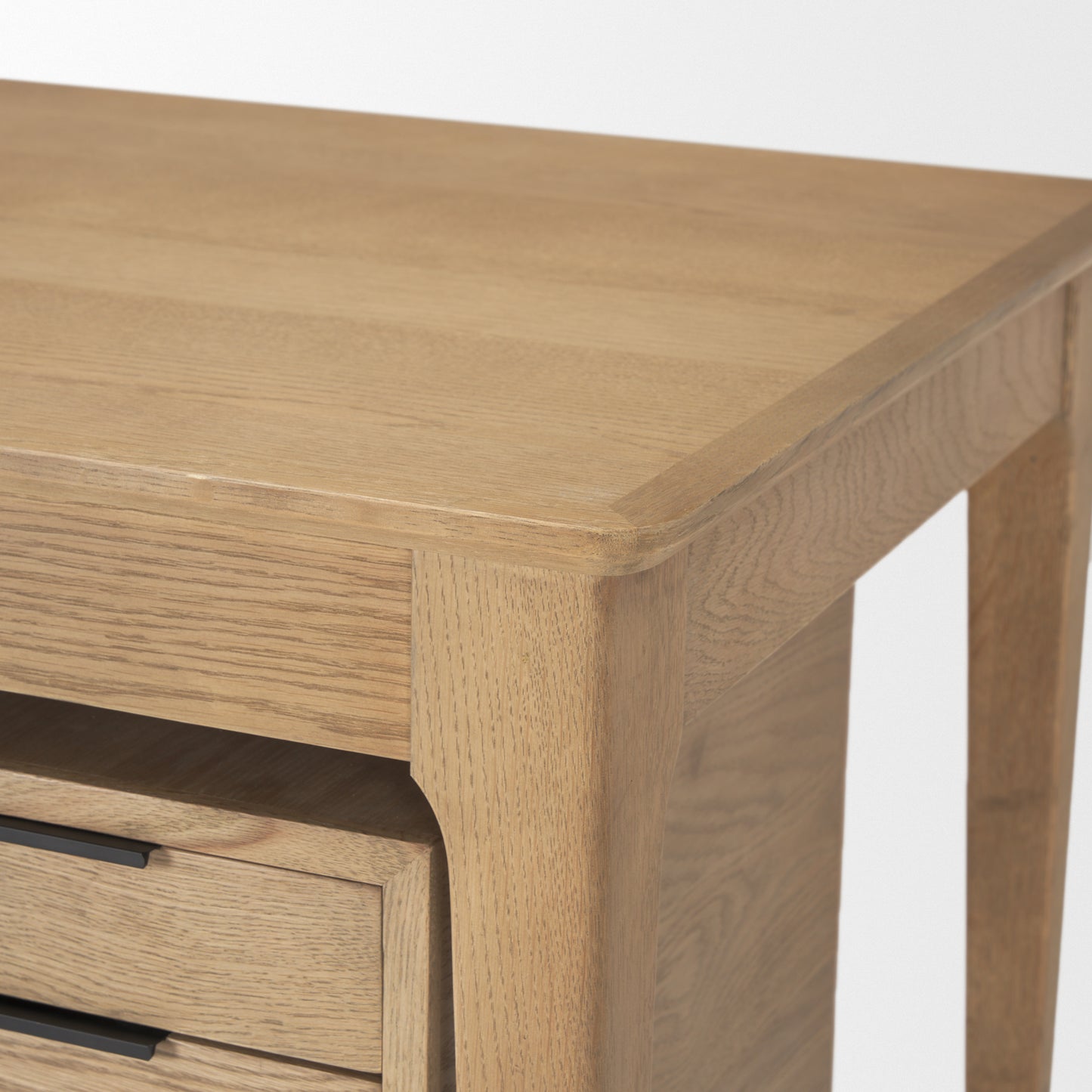 Tino Light Brown Oak Wood Desk with 4 Drawers - Stylish Design for Functional Workspaces and Modern Home Offices