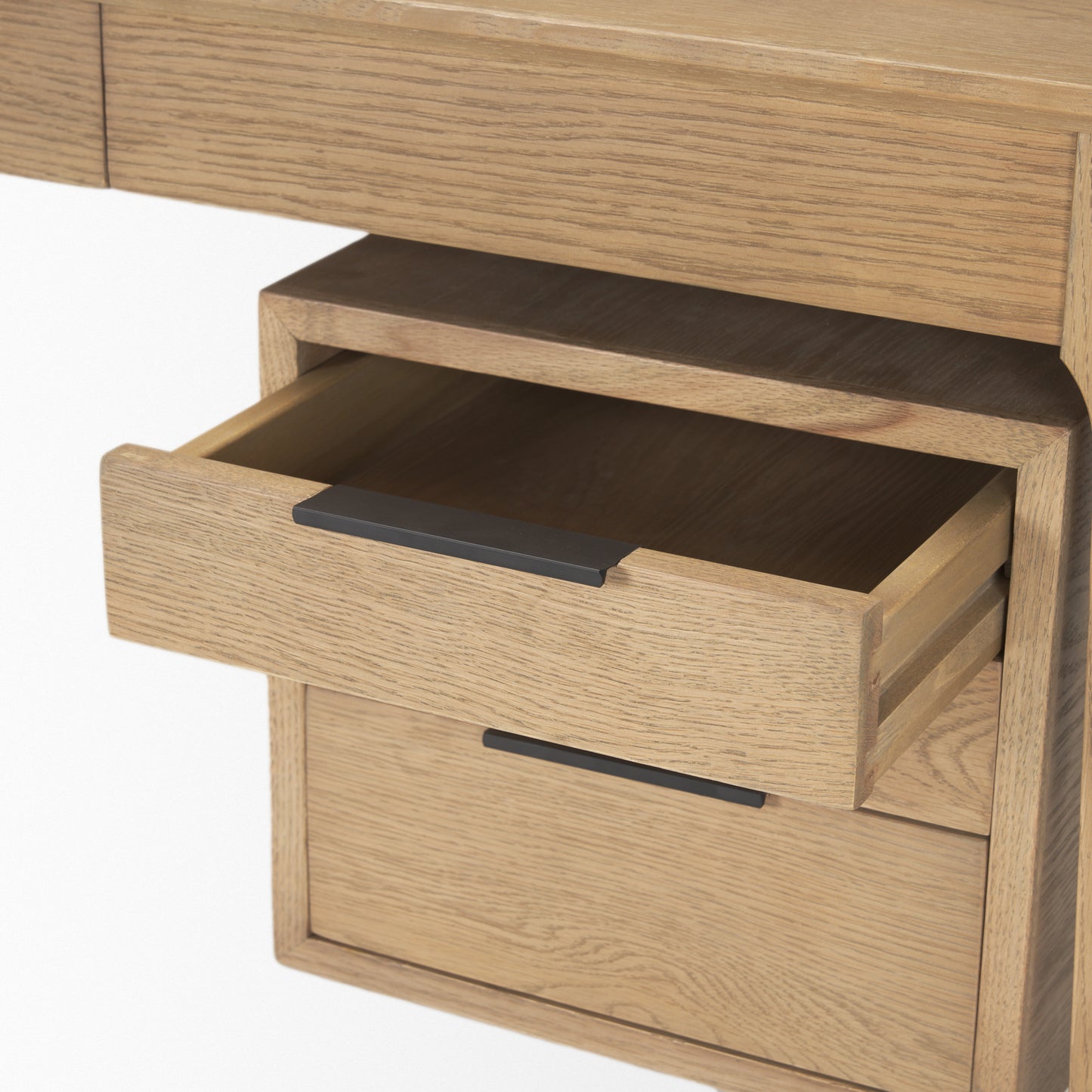 Tino Light Brown Oak Wood Desk with 4 Drawers - Stylish Design for Functional Workspaces and Modern Home Offices