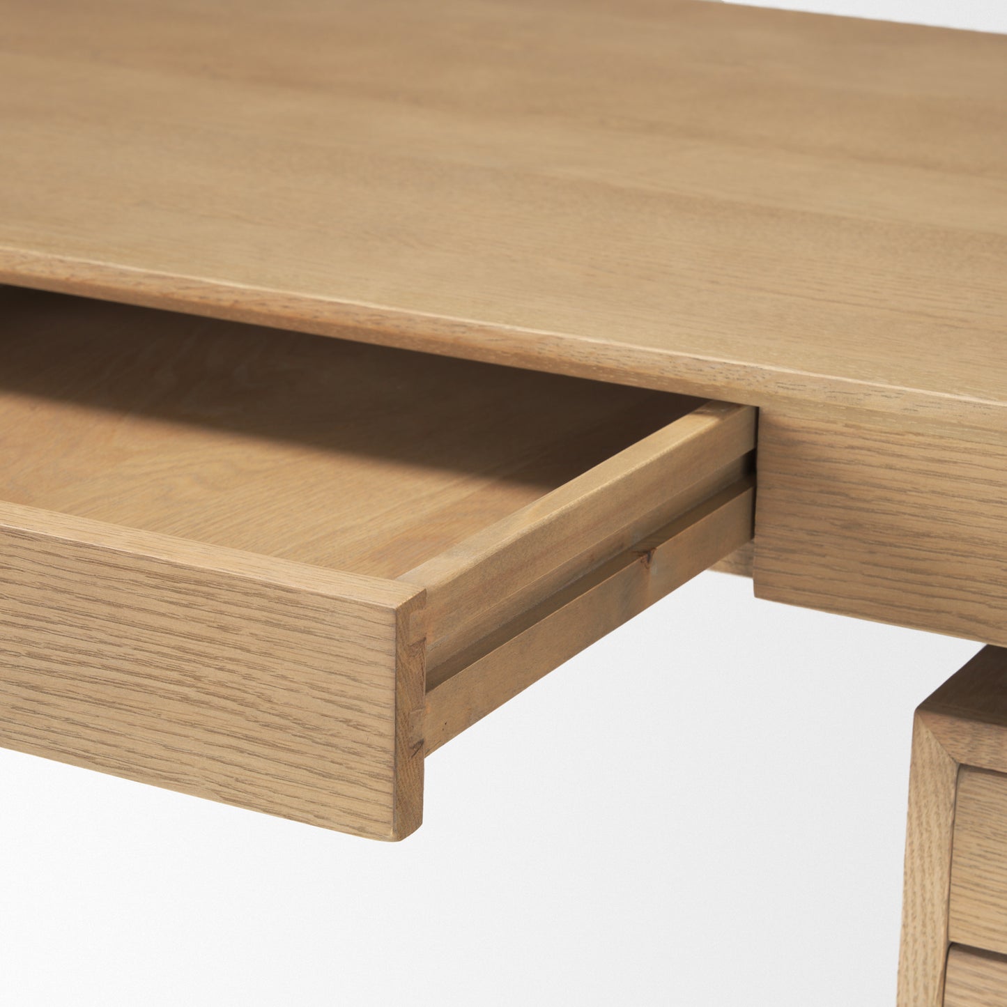 Tino Light Brown Oak Wood Desk with 4 Drawers - Stylish Design for Functional Workspaces and Modern Home Offices